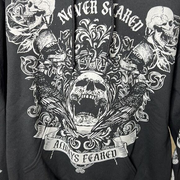 Hot Topic Always Feared Skulls Hoodie Black Zip Up Unisex Medium - Picture 3 of 8
